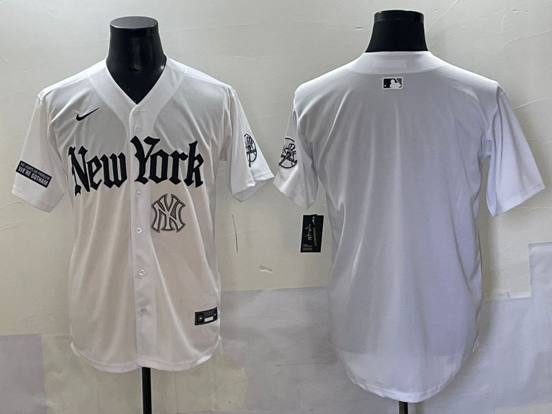Men 2025 New York Yankees Blank White Five generations Joint Name Nike MLB Jersey style 111->new york yankees->MLB Jersey